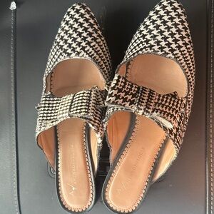 Anthropologie Houndstooth Mules in Black and White
